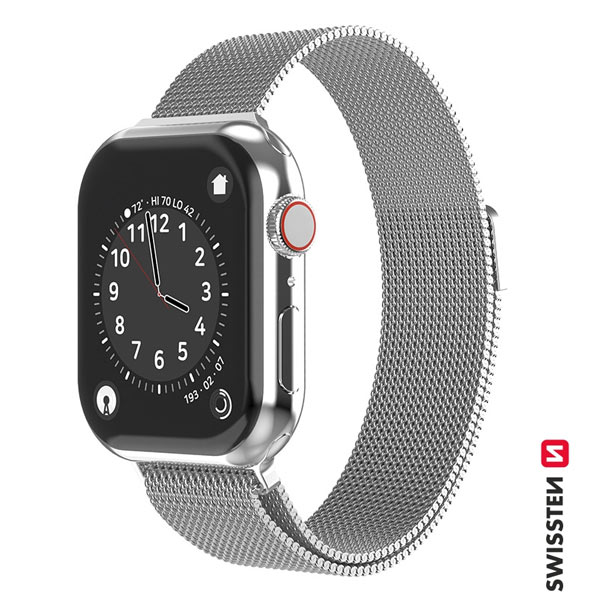 Swissten Milanese Loop řemínek pro Apple Watch 42-44, stříbrný