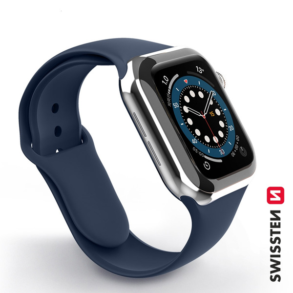 Swissten silikonový řemínek pro Apple Watch 38-40, modrý