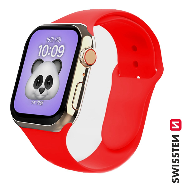 Swissten silikonový řemínek pro Apple Watch 42-44, červený