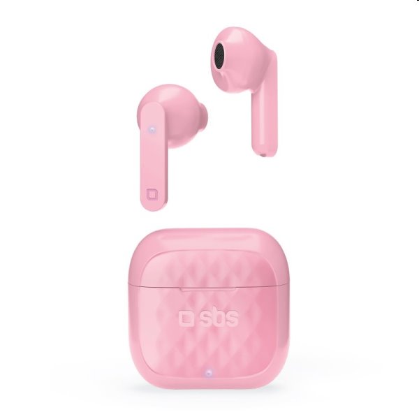SBS Bezdrátové sluchátka TWS Air Free s nabíjecím pouzdrom, růžové