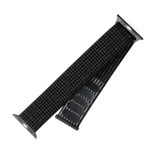 FIXED Nylonový řemínek pro Apple Watch 42/ 44/ 45 mm, reflexní černý
