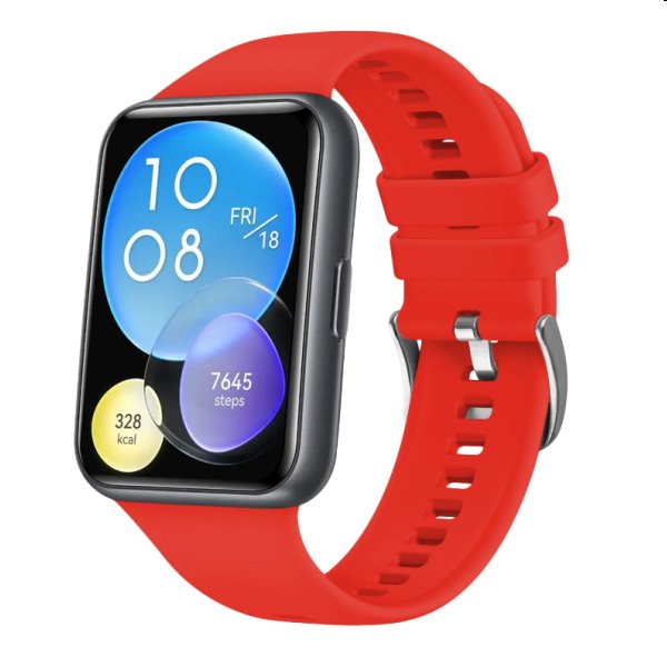 FIXED Silikonový řemínek pro Huawei Watch FIT2, červený