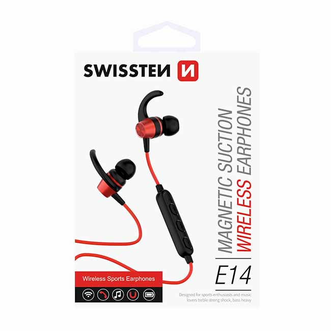 Bluetooth sluchátka Swissten Active, červené