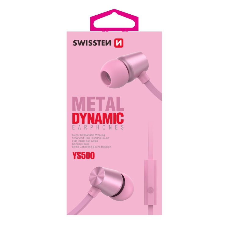 Sluchátka Swissten Dynamic YS500, růžové
