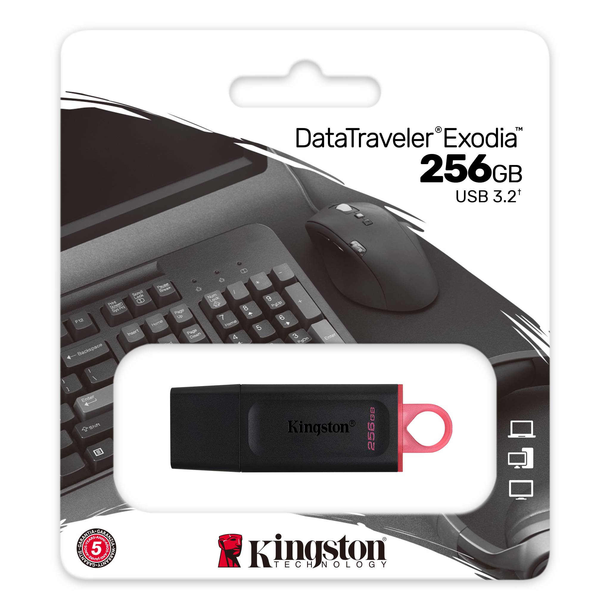 USB klíč Kingston DataTraveler exodu, 256 GB, USB 3.2, pink
