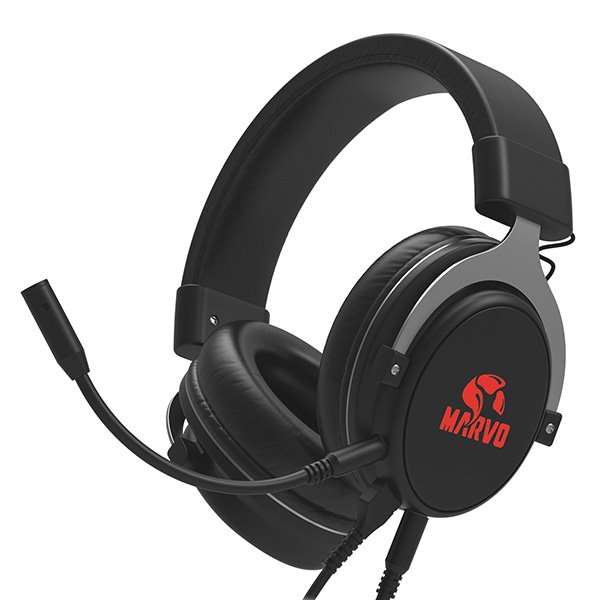 Marvo HG9052, sluchátka s mikrofonem, ovládání hlasitosti, černá, 7.1, červeně podsvícená, 7.1