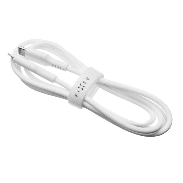FIXED Datový a nabíjecí Liquid silicone kabel USB-C/Lightning MFi, PD, 0,5 m, bílý