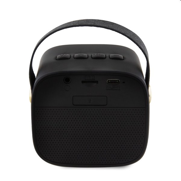 Guess Mini Bluetooth Speaker PU 4G Strap, černý