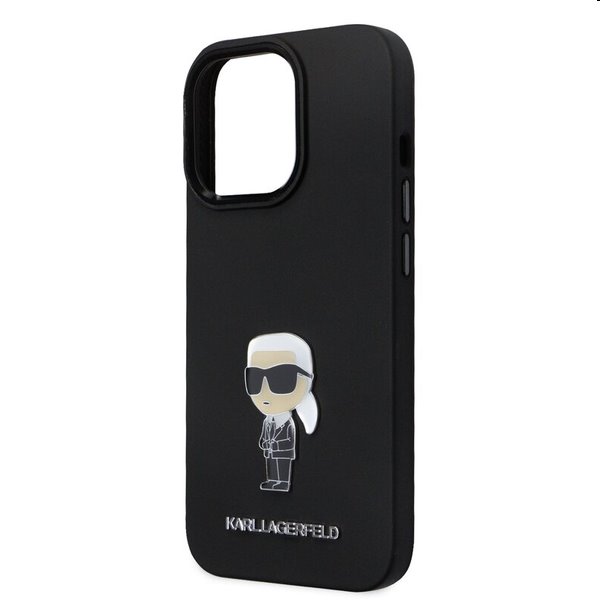 Zadní kryt Karl Lagerfeld Liquid Silicone Metal Ikonik pro Apple iPhone 15 Pro, černé