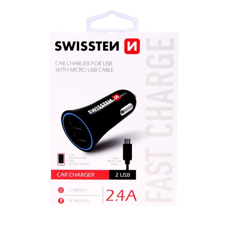 Autonabíječka Swissten 2.4A s 2x USB + kabel Micro USB Autonabíječka Swissten 2.4A s 2x USB + kabel Micro USB
