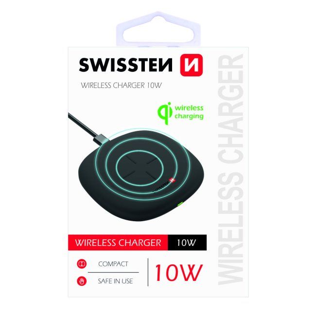 Bezdrátová nabíječka Swissten 10W, černá Bezdrátová nabíječka Swissten 10W, černá