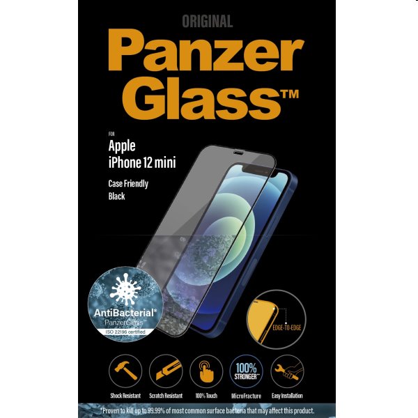 Ochranné temperované sklo PanzerGlass Case Friendly pro Apple iPhone 12 Mini, černé