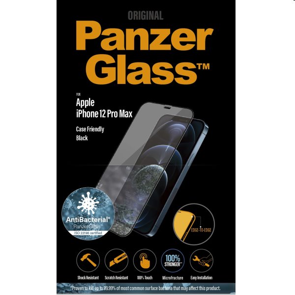 Ochranné temperované sklo PanzerGlass Case Friendly pro Apple iPhone 12 Pro Max, černé