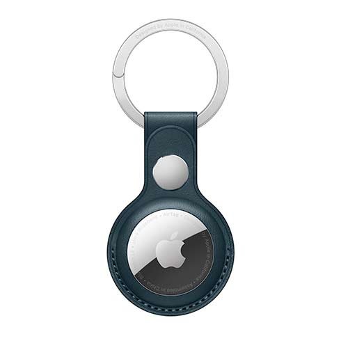Apple AirTag Leather Key Ring, baltic blue