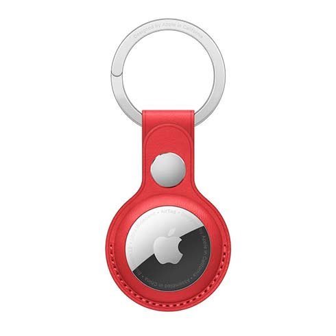 Apple AirTag Leather Key Ring, red