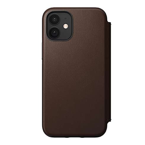 Knížkové odolné pouzdro Nomad pro iPhone 12 mini, hnědé