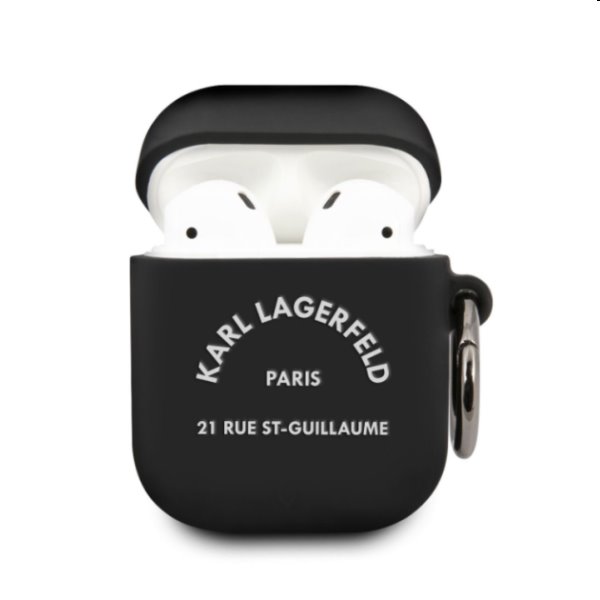 Karl Lagerfeld Rue St Guillaume silikonový obal pro Apple AirPods 1/2, černý