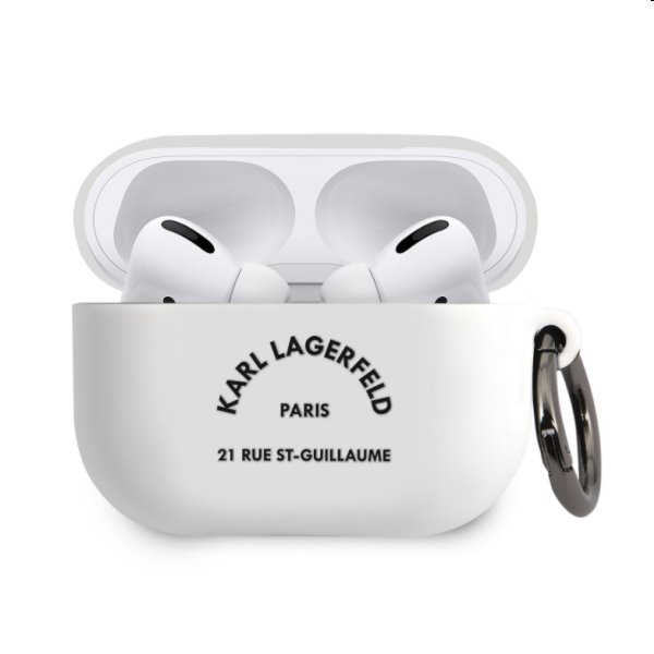 Karl Lagerfeld Rue St Guillaume silikonový obal pro Apple AirPods Pro, bílý