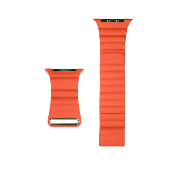 kůžený řemínek COTEetCI černý Loop pro Apple Watch 42/44/45mm, oranžový