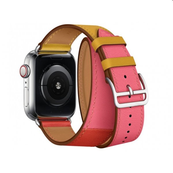 Řemínek z telecí kůže (dlouhý) COTEetCI pro Apple Watch 42/44/45mm, oranžovo/růžový