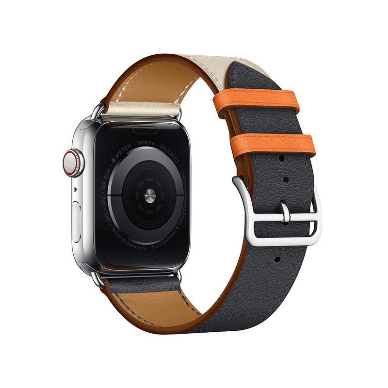 Řemínek z telecí kůže (krátký) COTEetCI pro Apple Watch 38/40/41m, křídovo/modrý