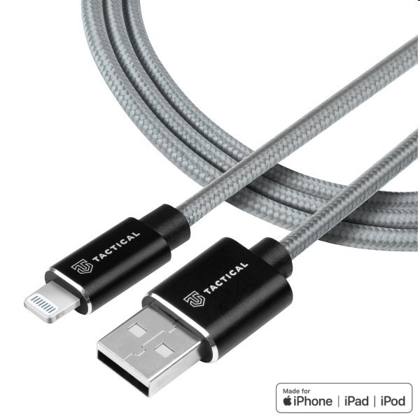 Tactical kevlarový USB-A/Lightning MFI kabel, 1m