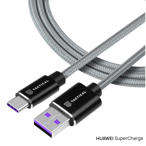 Tactical kevlarový USB-A/USB-C kabel s podporou Huawei SuperCharge, 1m