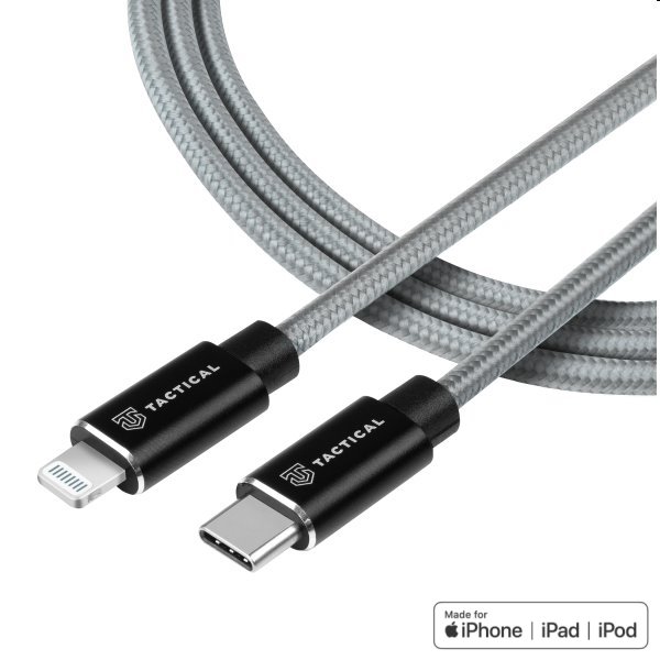 Tactical kevlarový USB-C/Lightning MFI kabel, 0.3m