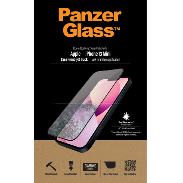 Ochranné temperované sklo PanzerGlass Case Friendly pro Apple iPhone 13 Mini, černé