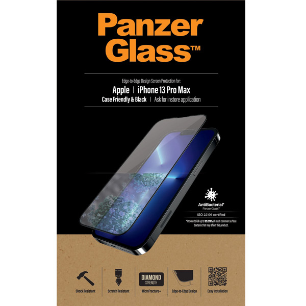 Ochranné temperované sklo PanzerGlass Case Friendly pro Apple iPhone 13 Pro Max, černé