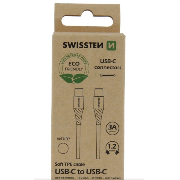 Swissten Data Cable USB-C / USB-C 1.2 m, bílý