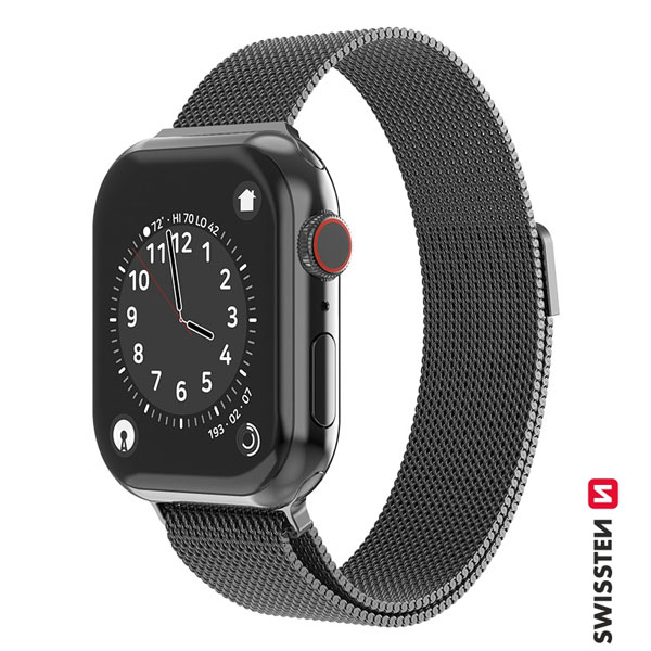 Swissten Milanese Loop řemínek pro Apple Watch 38-40, grafitová černá