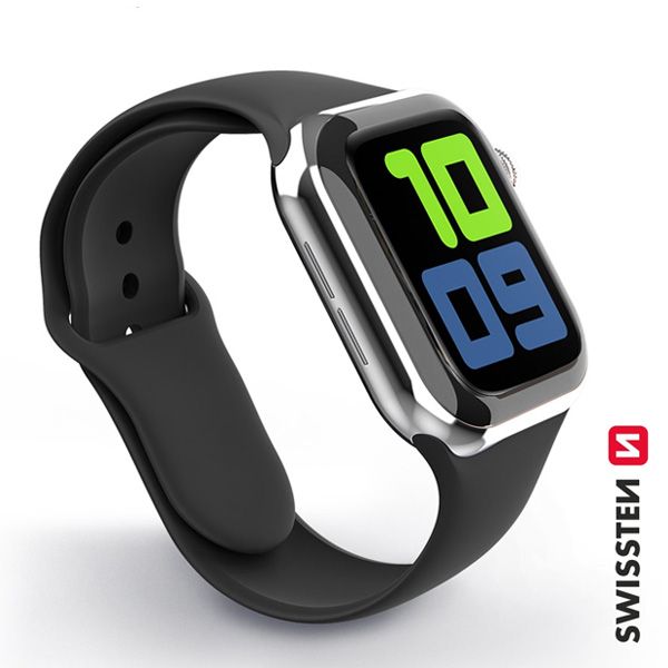 Swissten silikonový řemínek pro Apple Watch 42-44, černý