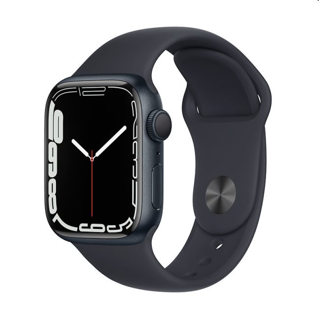 Apple Watch Series 7 GPS, 41mm Midnight Aluminium Case with Midnight Sport Band - Regular