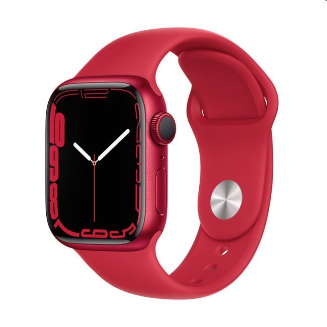 Apple Watch Series 7 GPS, 41mm Red Aluminium Case with Red Sport Band - Regular