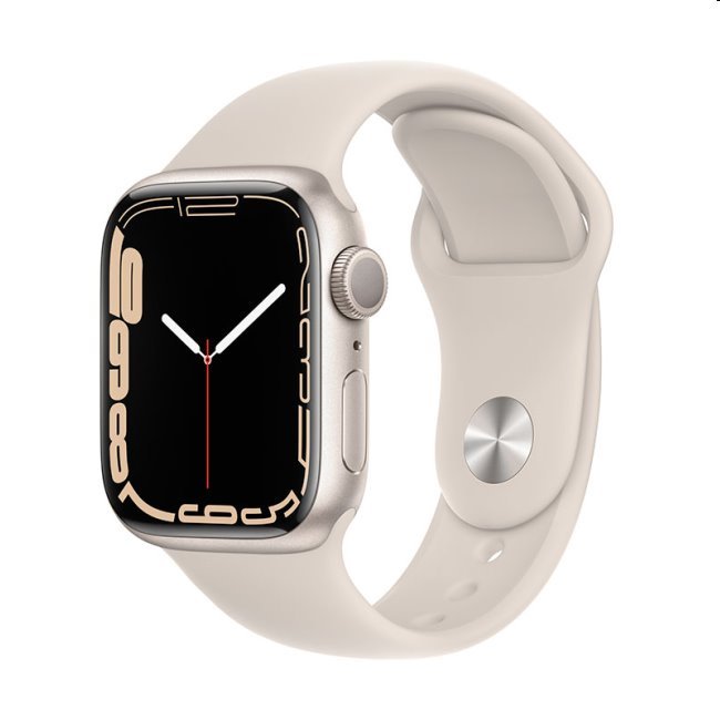 Apple Watch Series 7 GPS, 41mm Starlight Aluminium Case with Starlight Sport Band - Regular