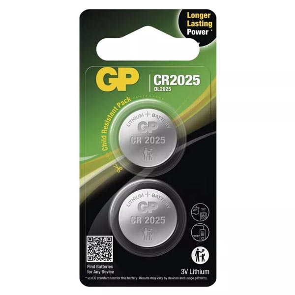 GP lithiová knoflíková baterie CR2025 2BL GP lithiová knoflíková baterie CR2025 2BL
