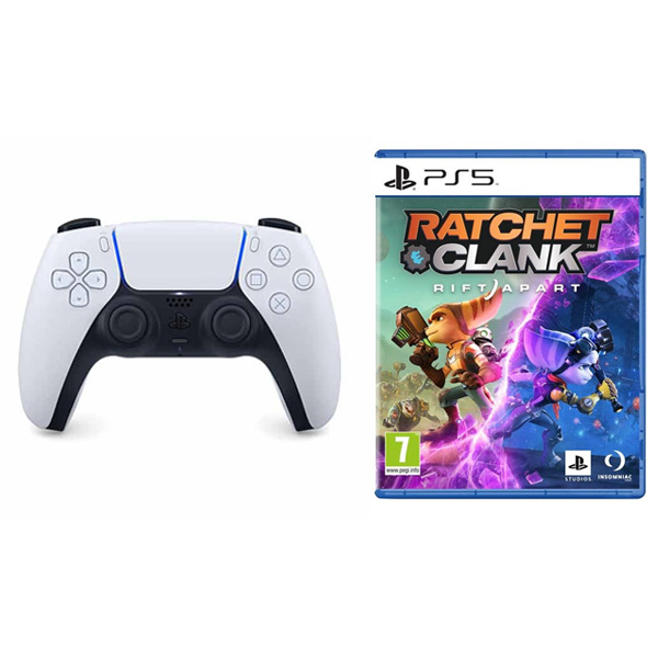PlayStation 5 DualSense Wireless Controller, black & white + Ratchet & Clank: Rift Apart CZ PlayStation 5 DualSense Wireless Controller, black & white + Ratchet & Clank: Rift Apart CZ
