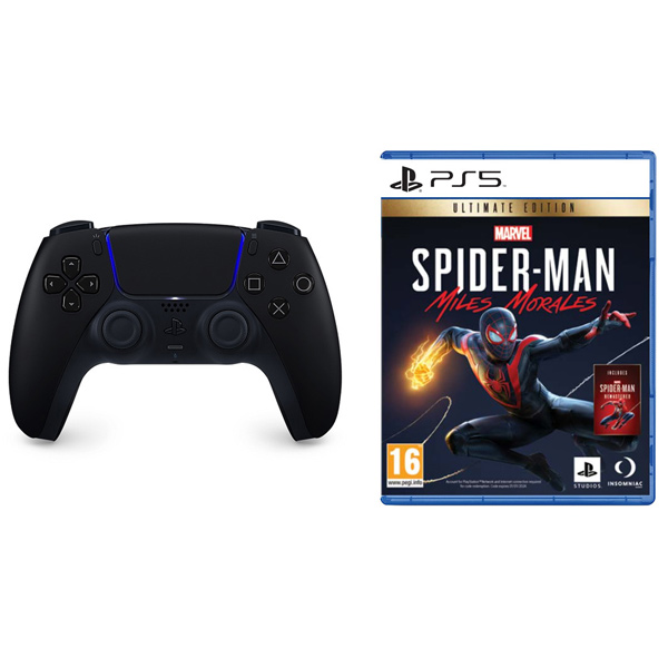 PlayStation 5 DualSense Wireless Controller, midnight black + Marvel’s Spider-Man: Miles Morales (Ultimate Edition)