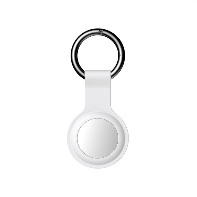 Silikonové púzdro Joyroom s karabinkou pro Apple AirTag, white Silikonové púzdro Joyroom s karabinkou pro Apple AirTag, white