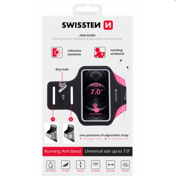 Sportovní pouzdro Swissten Armband 7", růžové