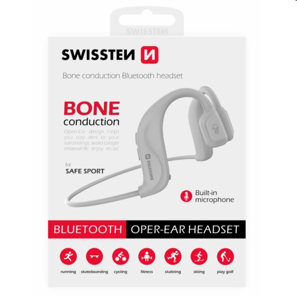 Swissten Bluetooth Earbuds bone conduction, bílá Swissten Bluetooth Earbuds bone conduction, bílá
