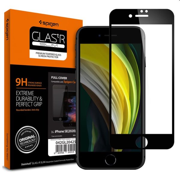 Tvrzené sklo Spigen FC HD pro Apple iPhone SE 20/SE 22/8/7, černé