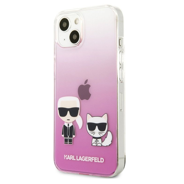Pouzdro Karl Lagerfeld PC/TPU Ikonik Karl and Choupette pro iPhone 13 mini, pink