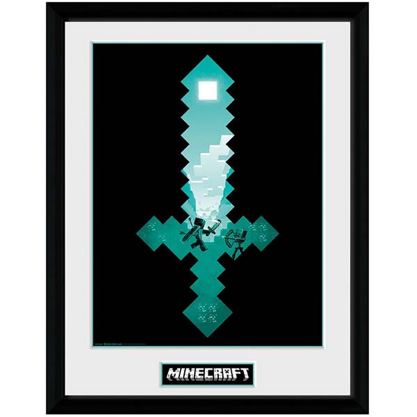 Zarámovaný plakát Diamond Sword (Minecraft)