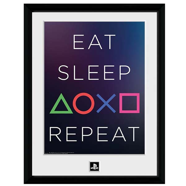 Zarámovaný plakát Eat Sleep Repeat (PlayStation)