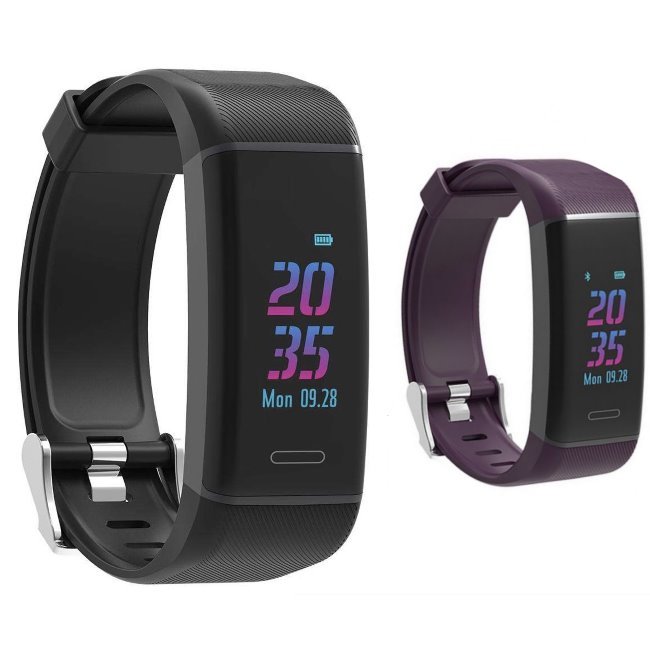 Carneo G-Fit+ fitness smartband with GPS, black + violet band - OPENBOX (Rozbalené zboží s plnou zárukou)
