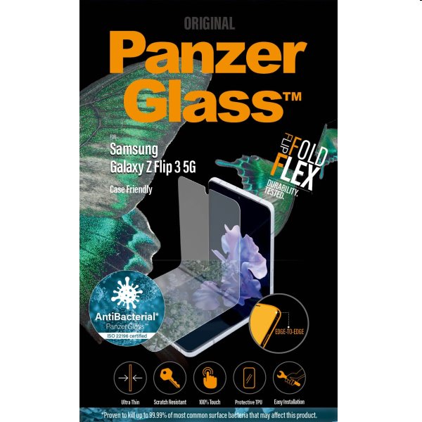 Ochranné sklo PanzerGlass Case Friendly AB for Samsung Galaxy Z Flip3 5G, černé