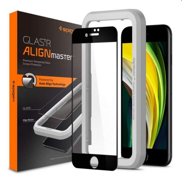 Tvrzené sklo Spigen AlignMaster FC pro Apple iPhone SE 20/SE 22/8/7, černé