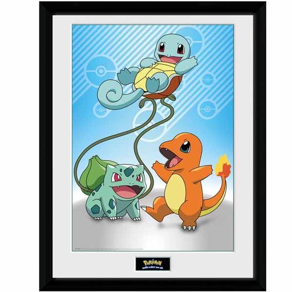 Zarámovaný plakát Kanto Starters (Pokémon)
